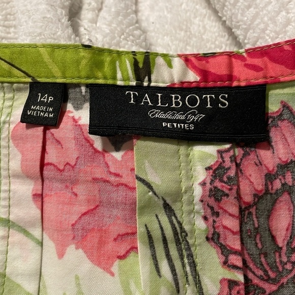 Talbots Women’s Midi Skirt Size 14 Green & Pink Tropical Floral Pleated Colorful - Picture 5 of 10